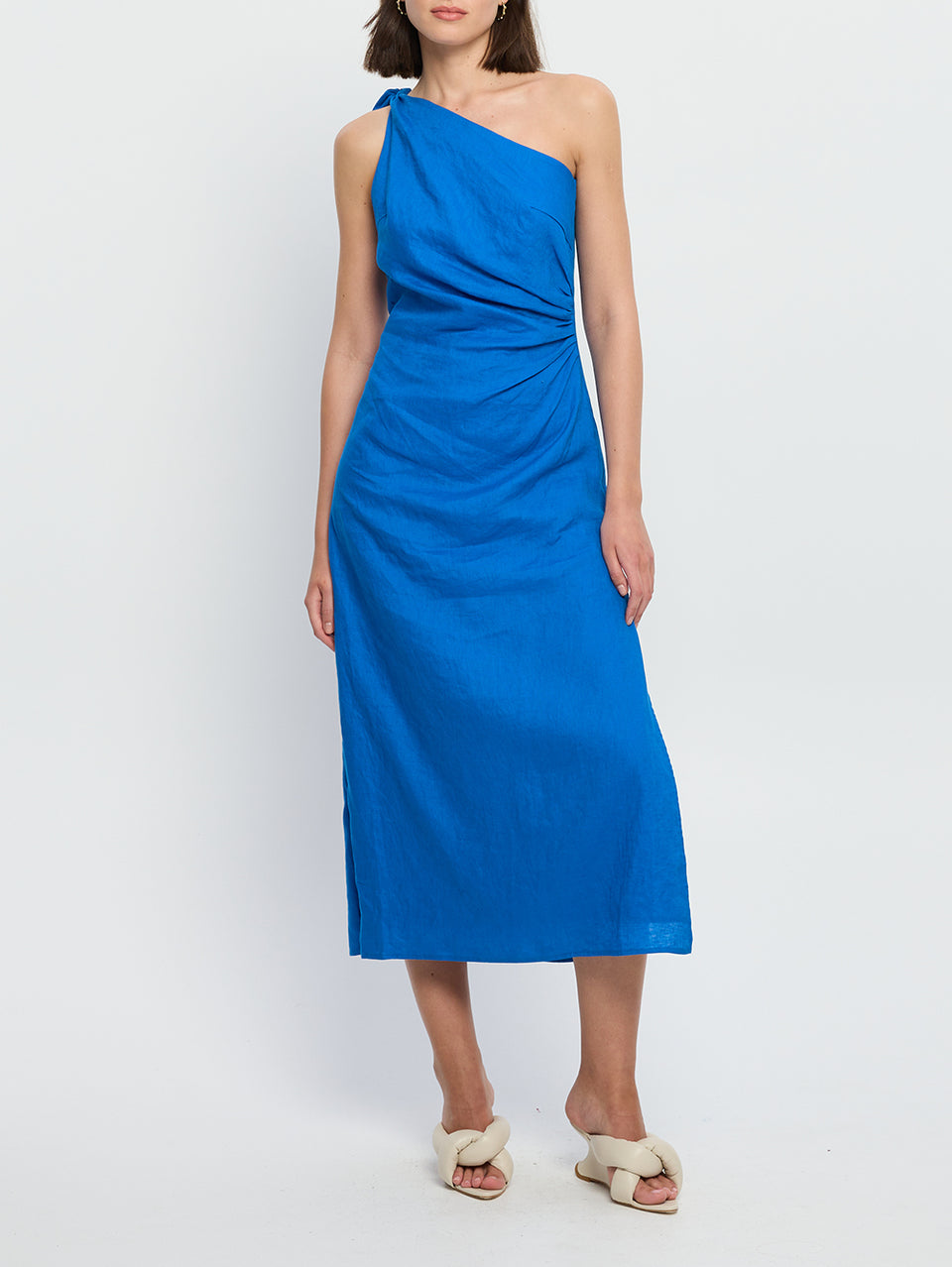 Addison Midi Dress Cobalt KIVARI | Model wears blue midi dress