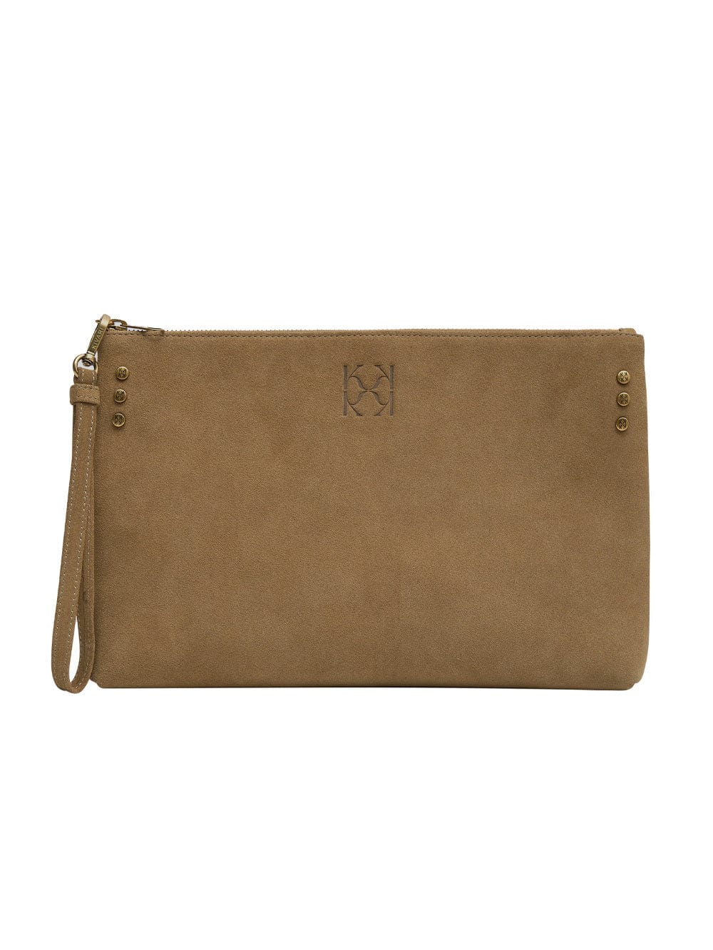 Large suede shop clutch bag