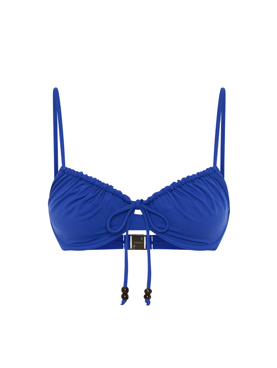 Ellison Gathered Bikini Top KIVARI | Blue bikini top