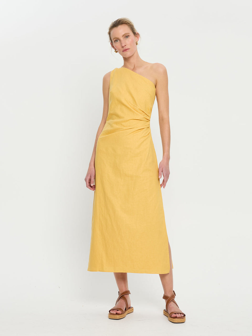 KIVARI Elodie Midi Dress Yellow