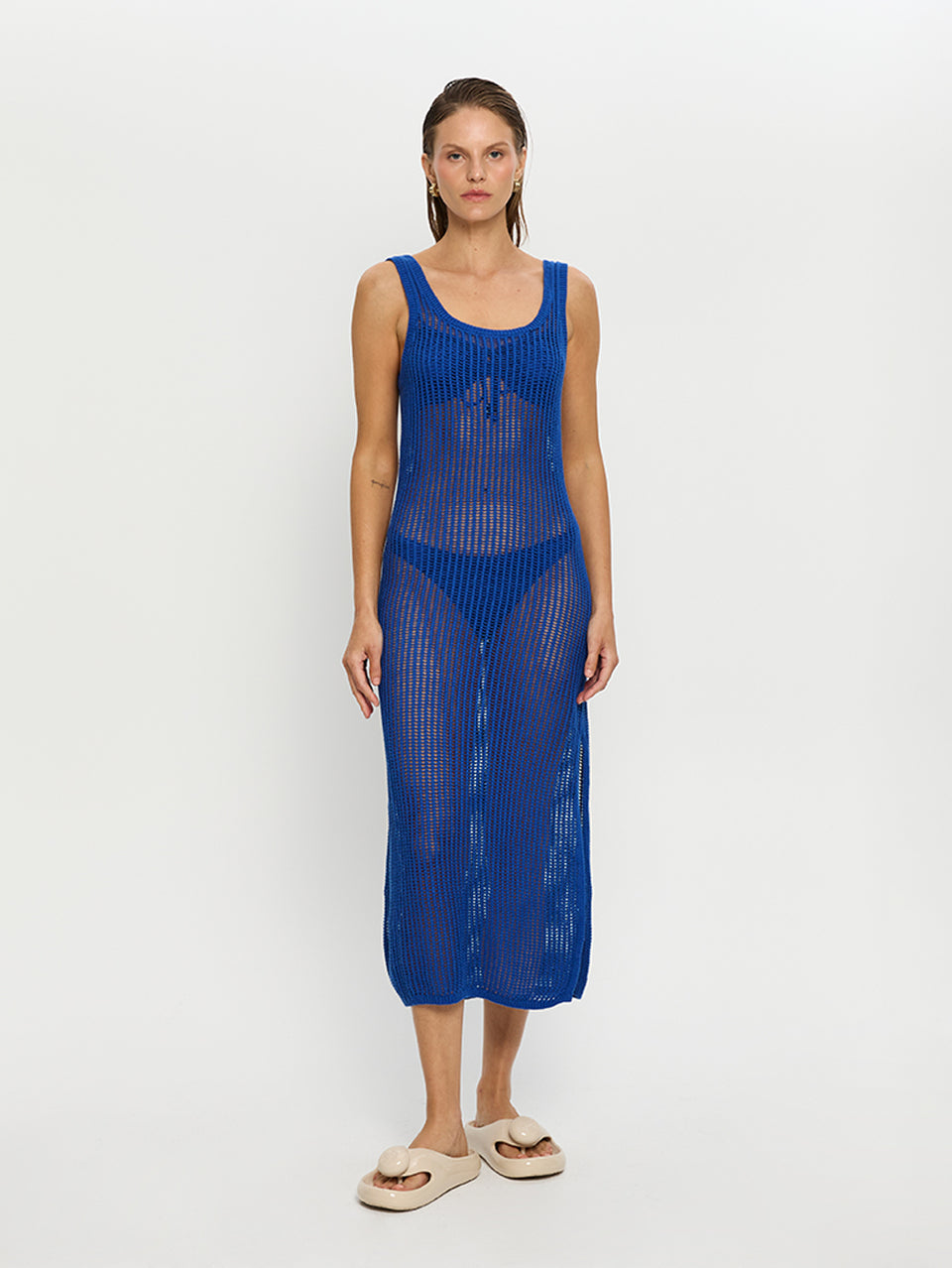Gia Knit Maxi Dress KIVARI | Blue knit maxi dress