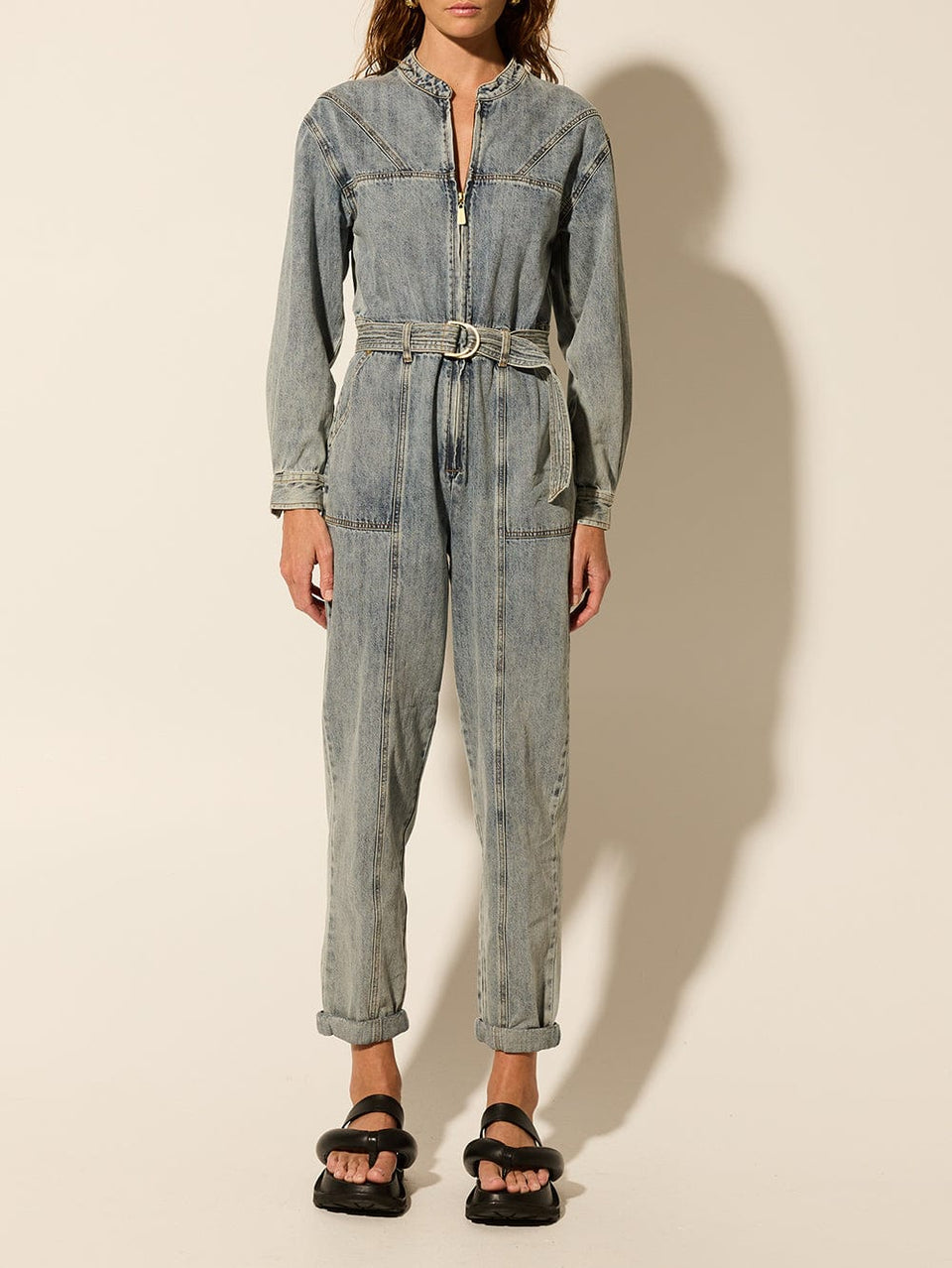 Jimmy Denim Boilersuit KIVARI | Model wears denim boilersuit