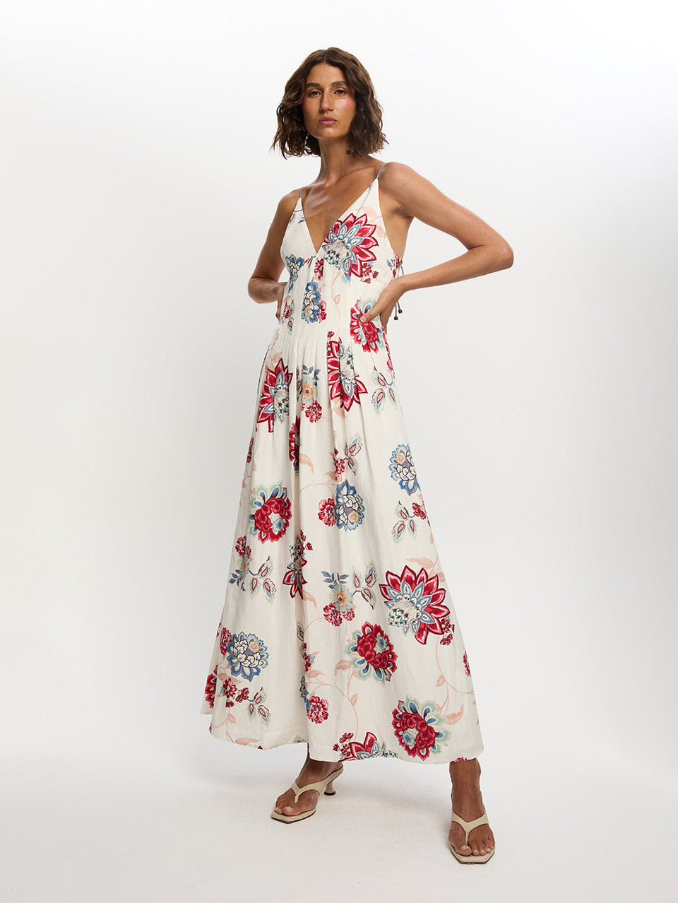 Woman in floral maxi dress