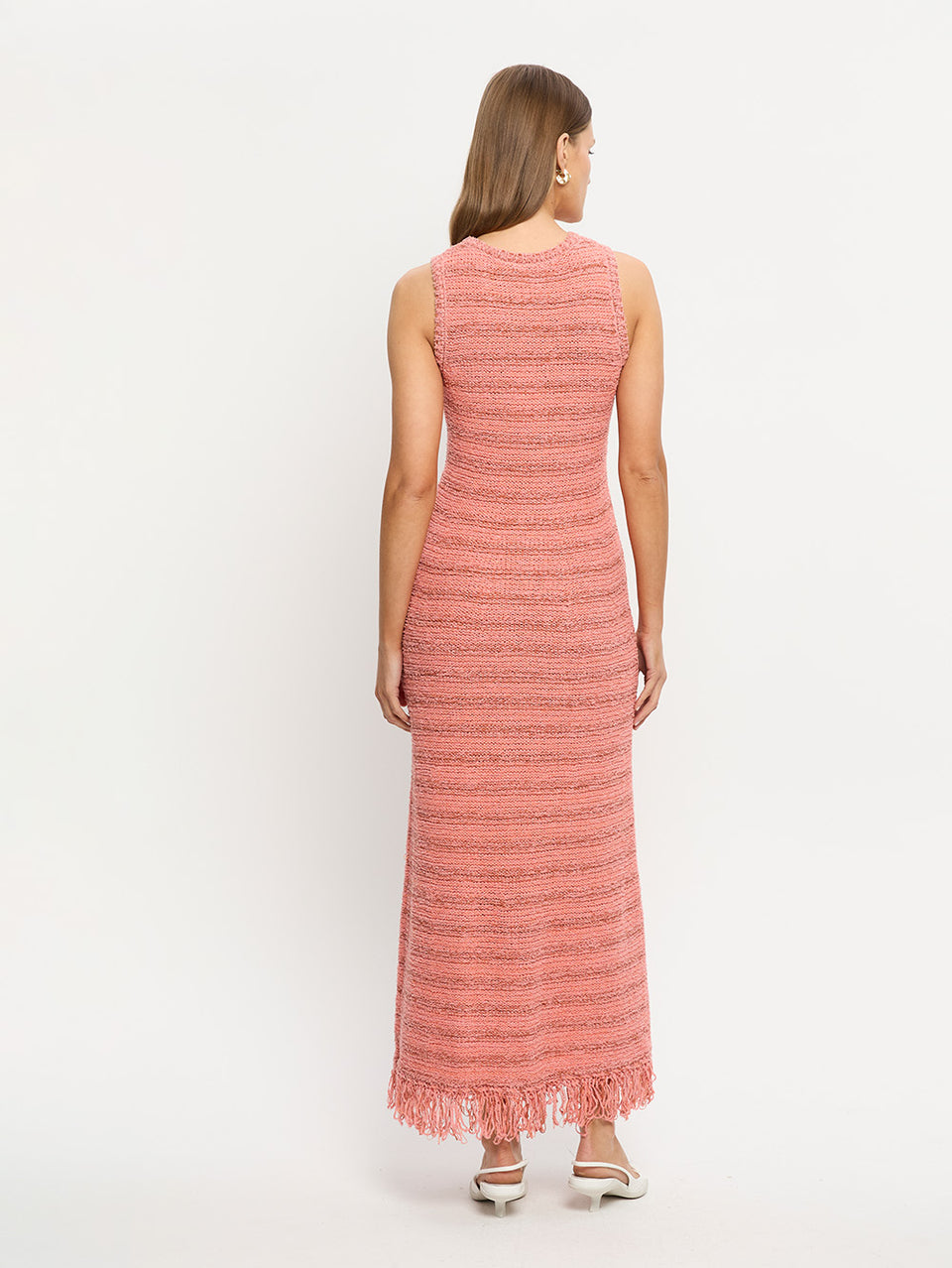Luciana Knit Midi Dress Pink KIVARI | Model wears pink knit midi dress