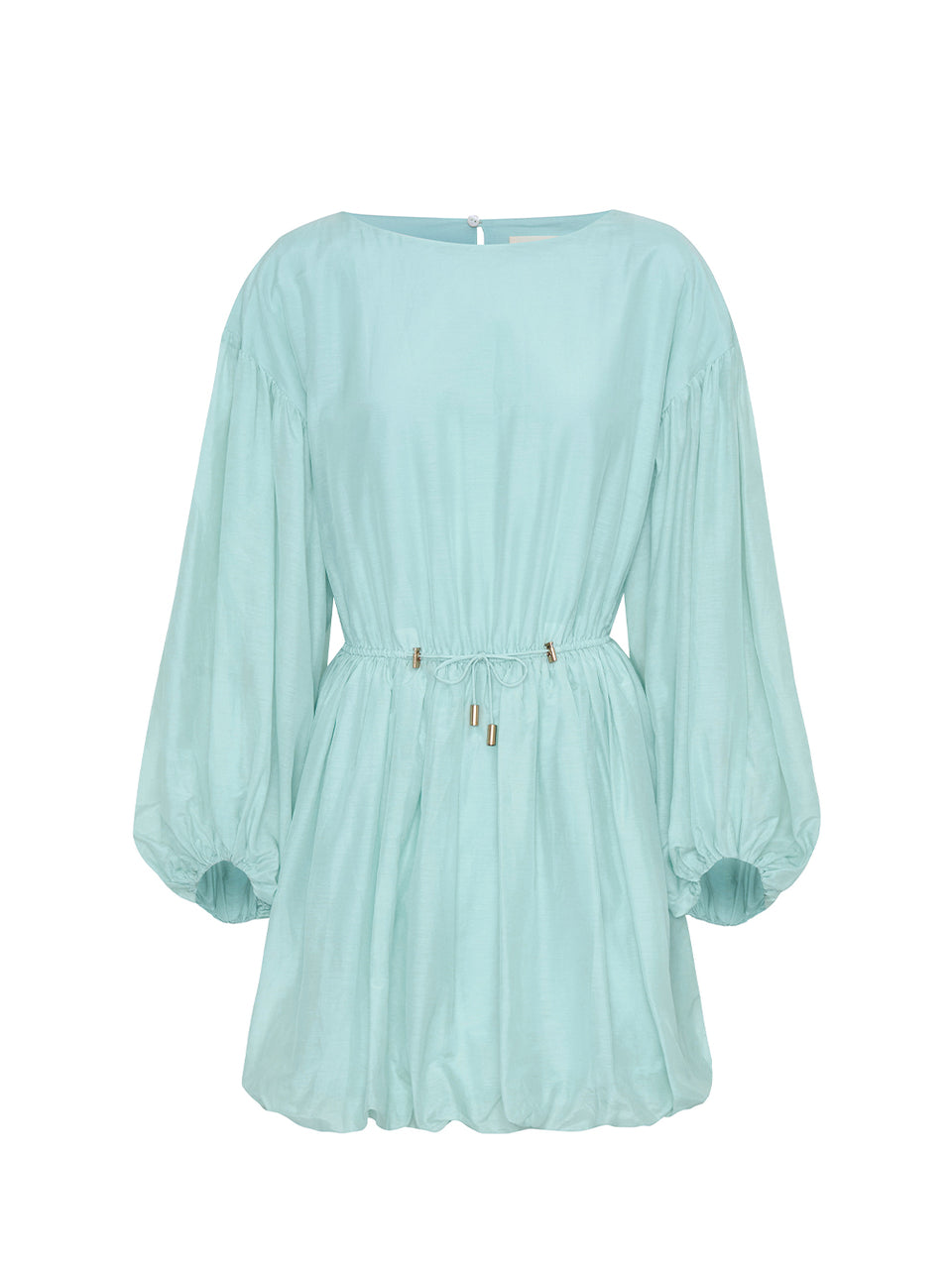 Light blue dress with long sleeves on a white background