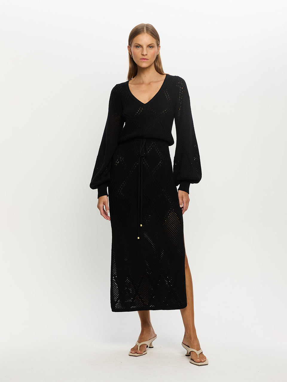 Samara Knit Dress Black Front 01