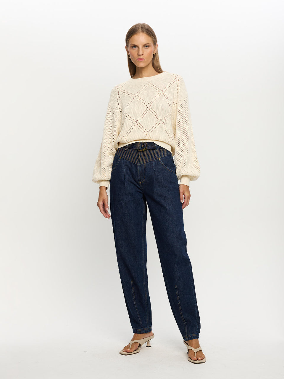 Samara Knit Top Cream Front 01