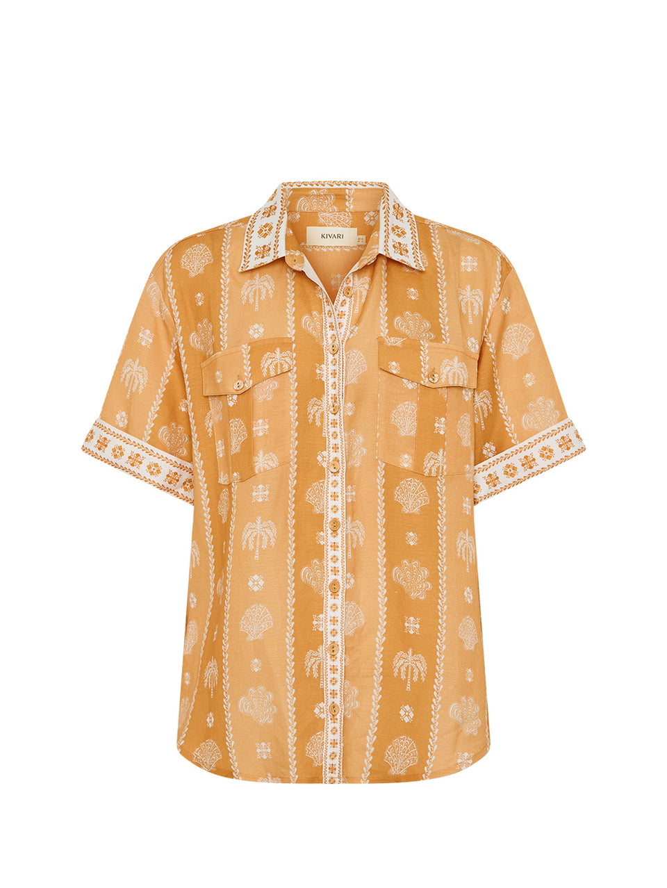 Sienna Shirt KIVARI | Orange print shirt