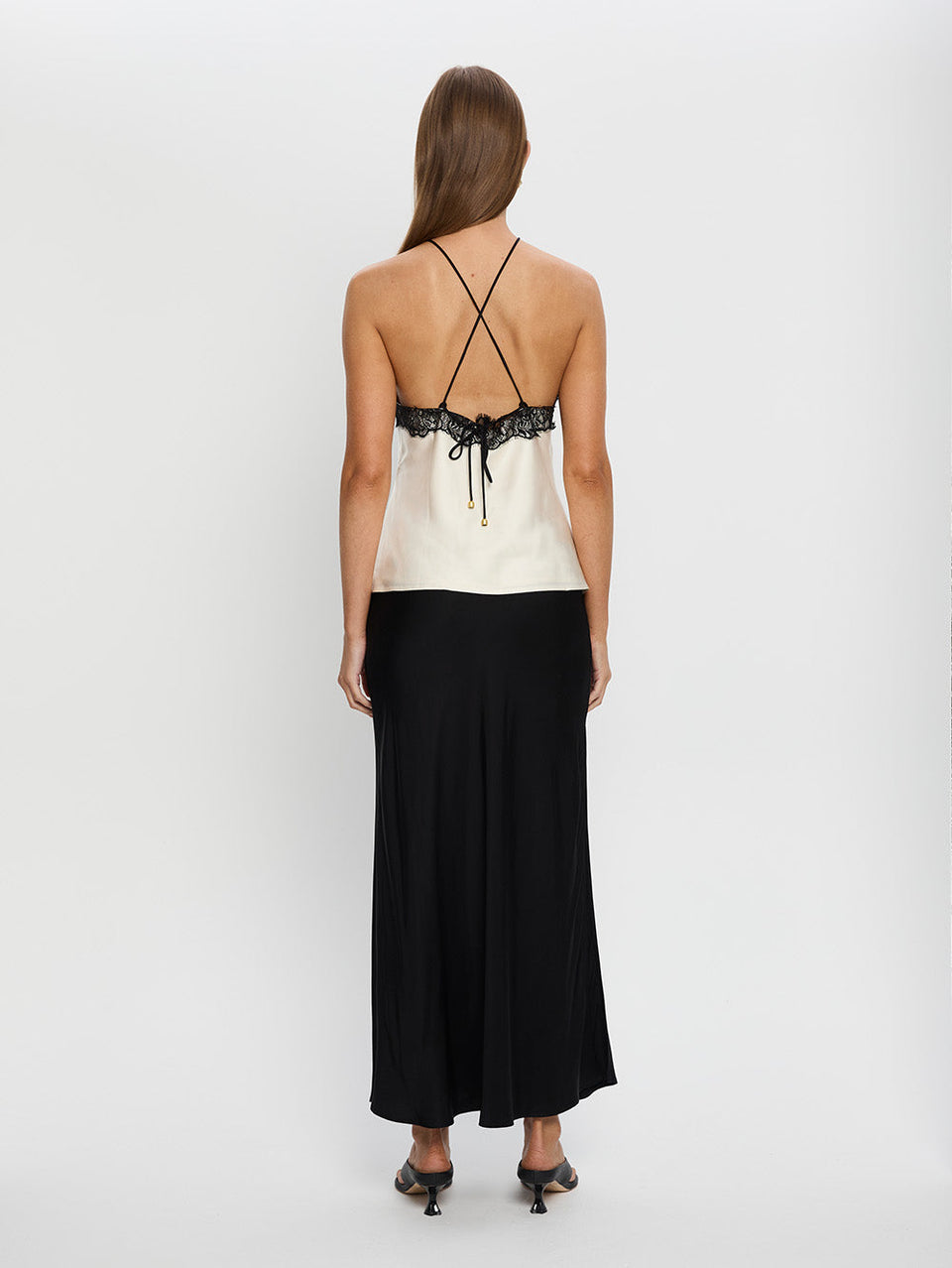 Sylvia Cami Cream with Black Lace