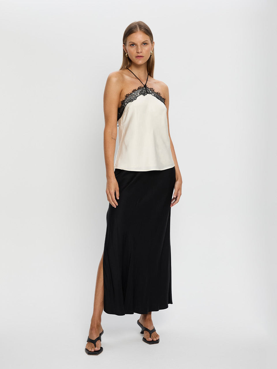 Sylvia Cami Cream with Black Lace