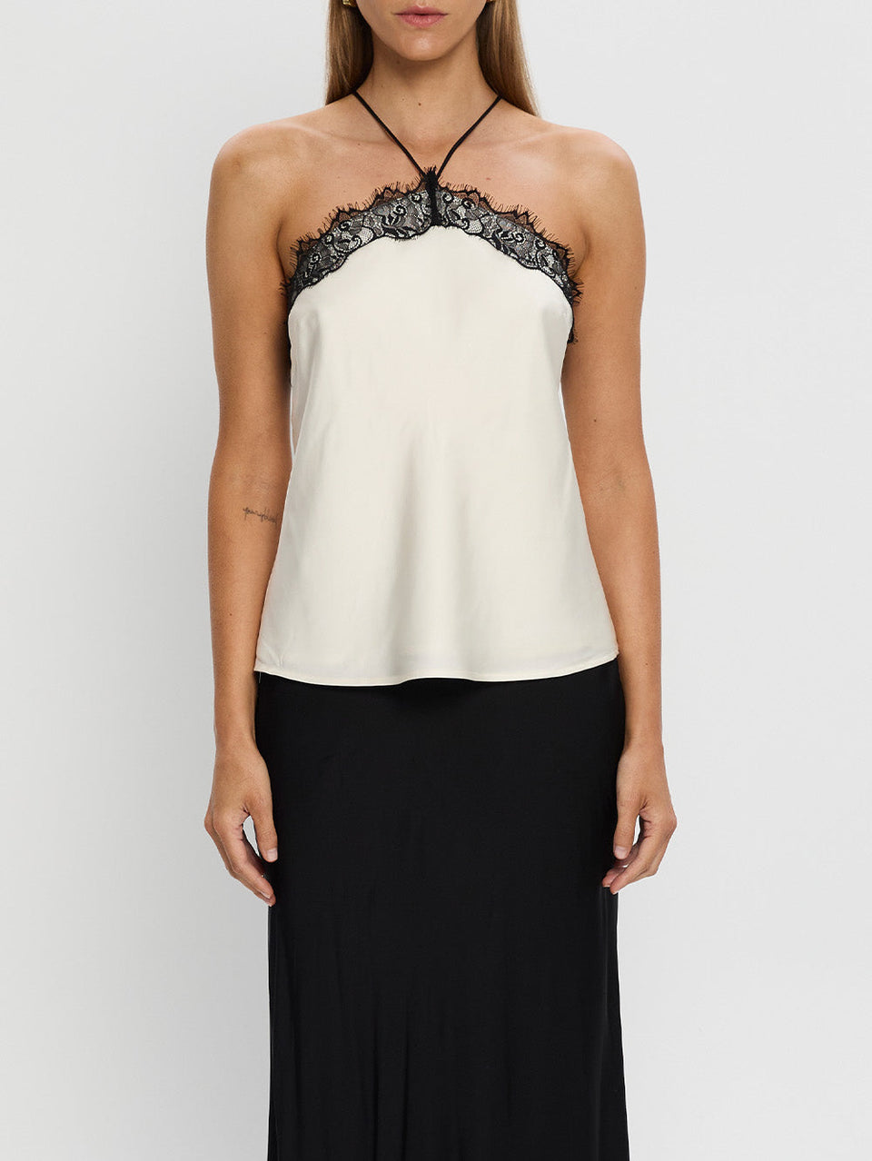 Sylvia Cami Cream with Black Lace