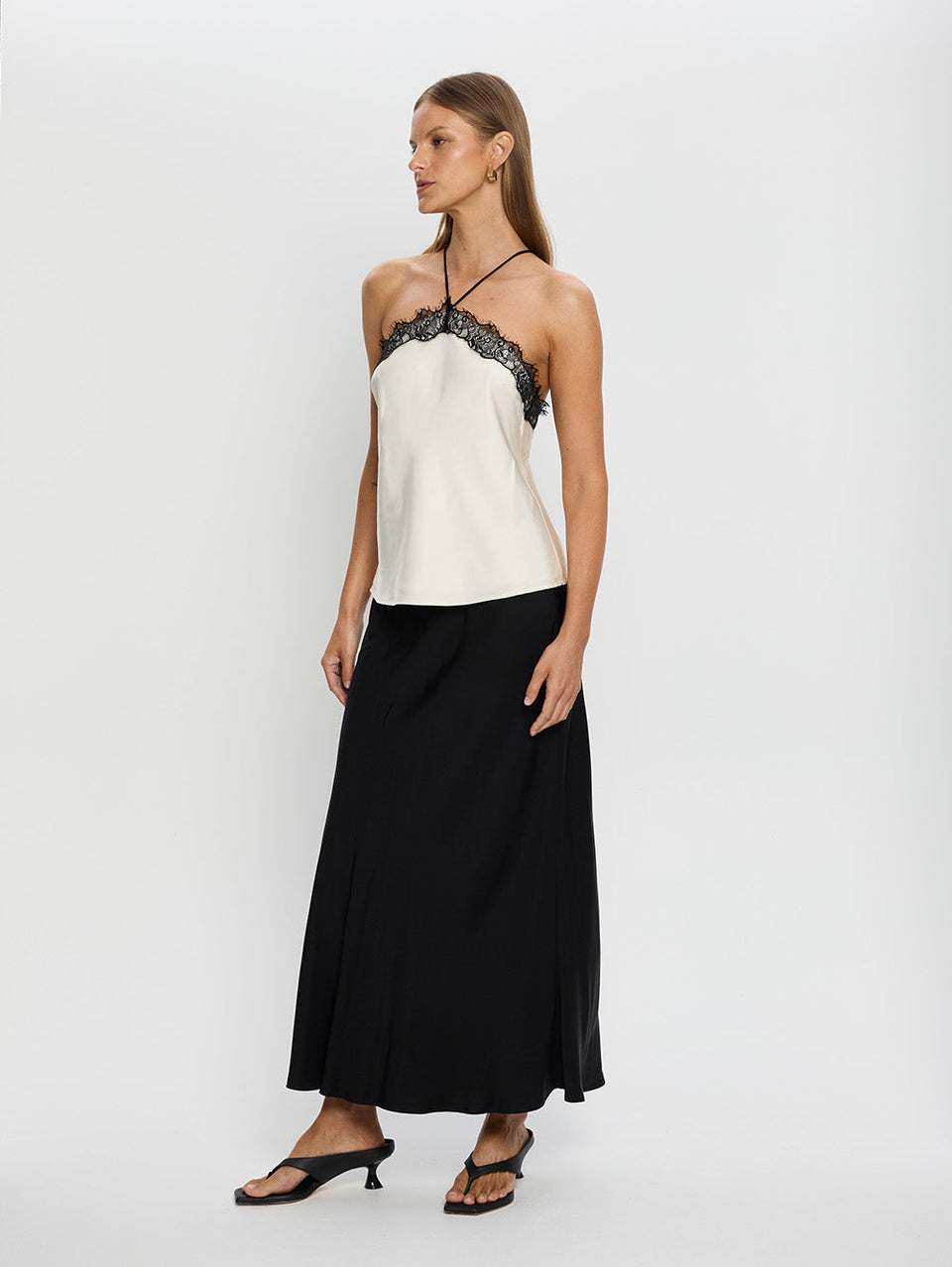 Sylvia Cami Cream with Black Lace