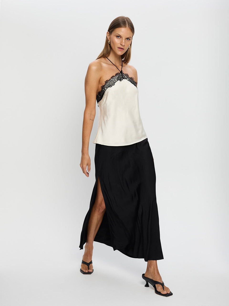 Sylvia Cami Cream with Black Lace