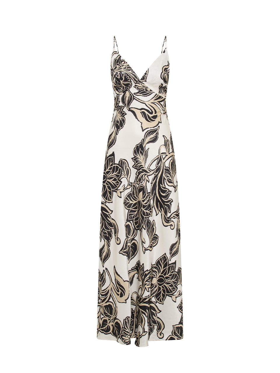 Alma Bias Maxi Dress KIVARI | Black and white floral maxi dress