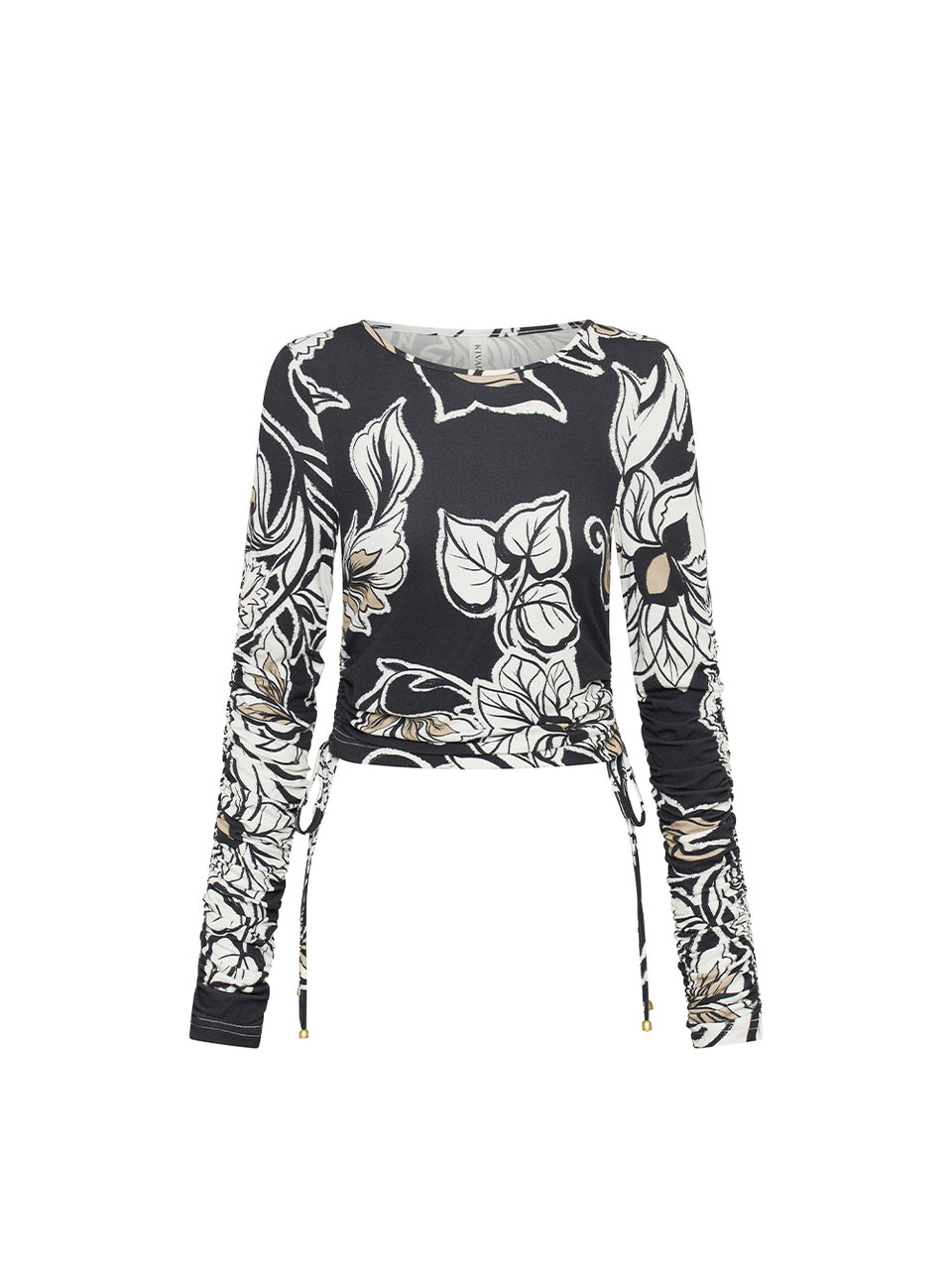 Alma Knit Top KIVARI | Black and white floral top