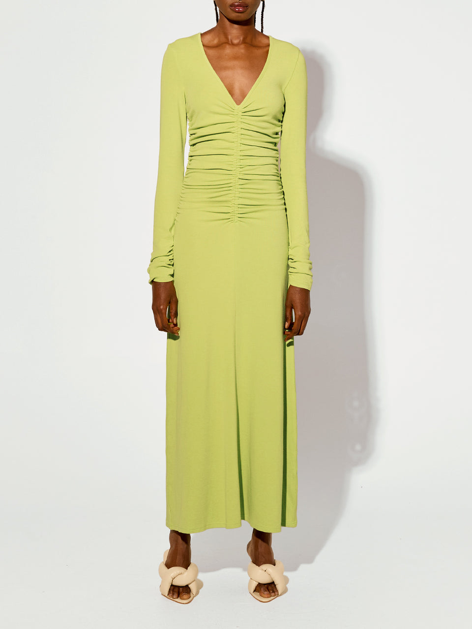 Amal Maxi Dress KIVARI | Model wears lime green maxi dress