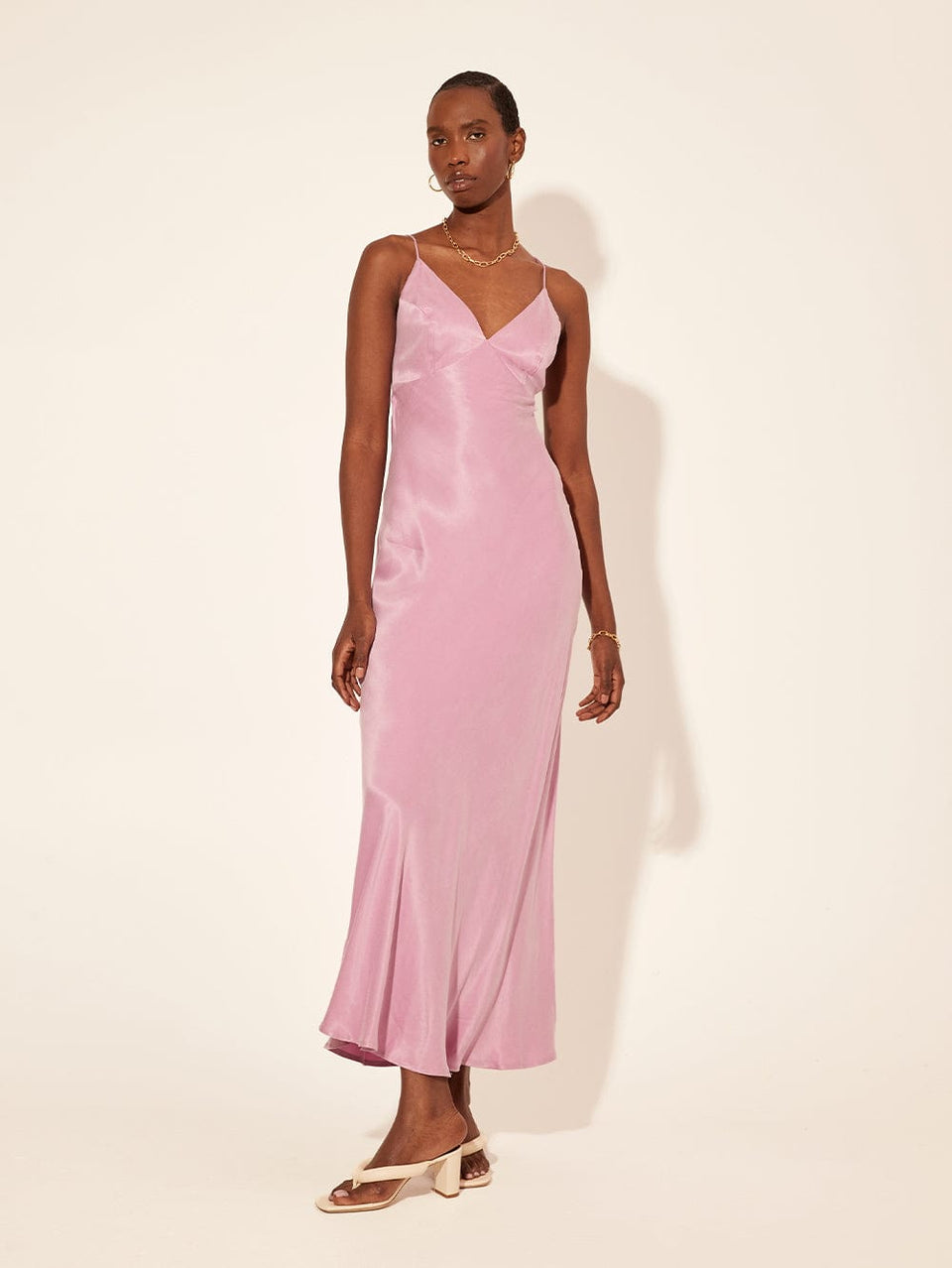 Bianca Slip Dress KIVARI | Model wears lavender slip dress