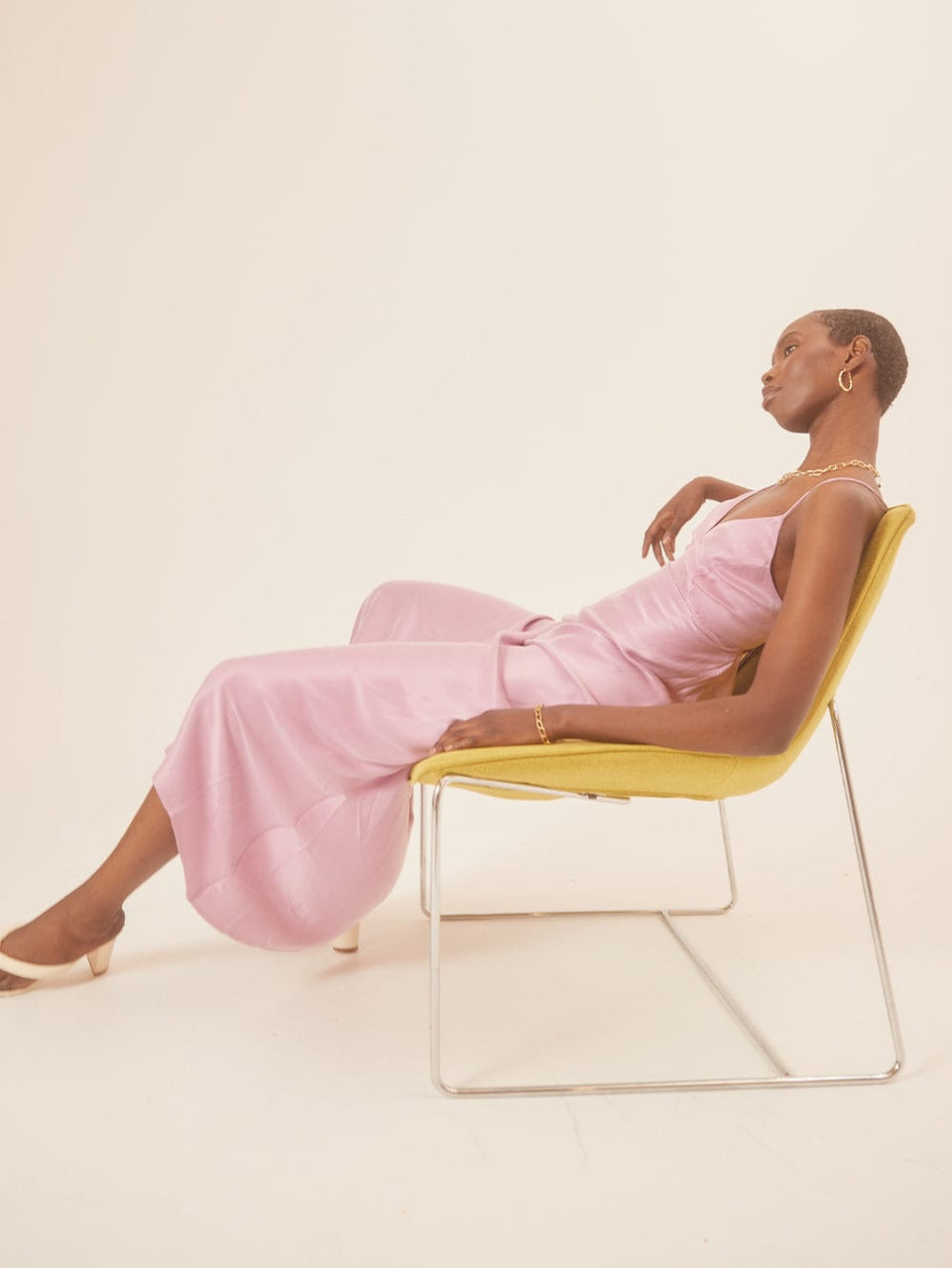 Bianca Slip Dress KIVARI | Model wears lavender slip dress campaign