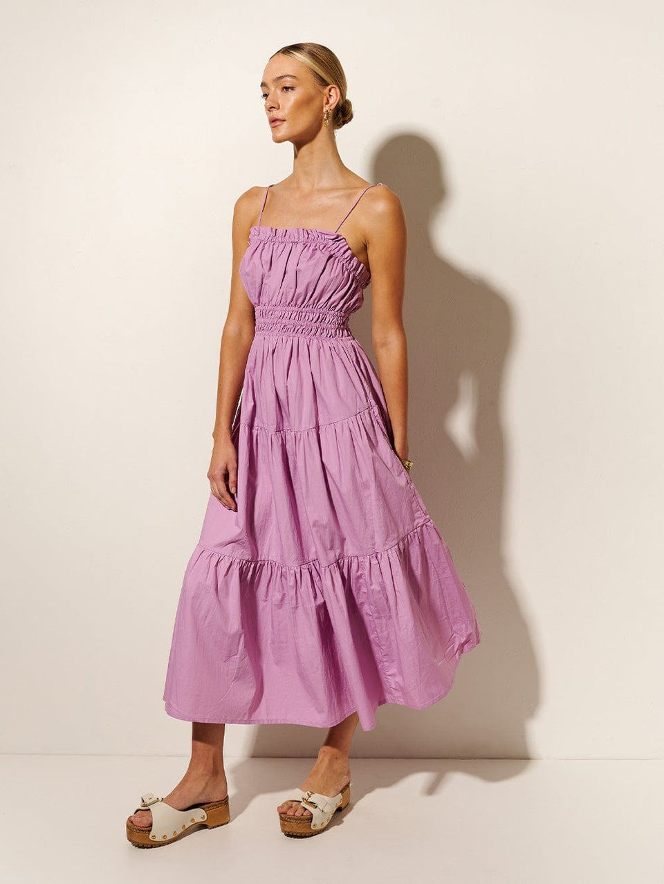 KIVARI Casini Midi Dress | Model wears Lilac Midi Dress