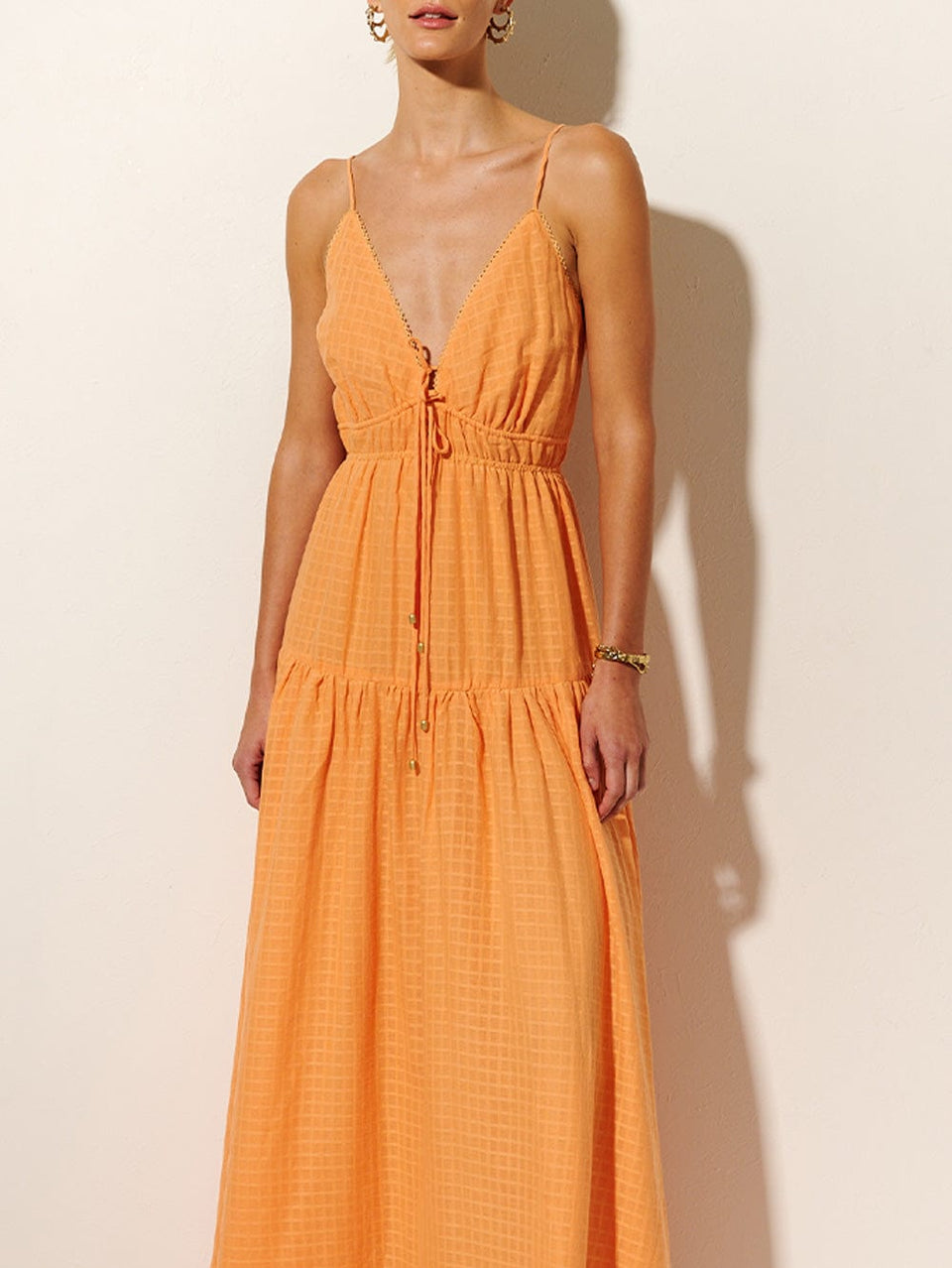KIVARI Chantelle Maxi Dress | Model wears Peach Maxi Dress
