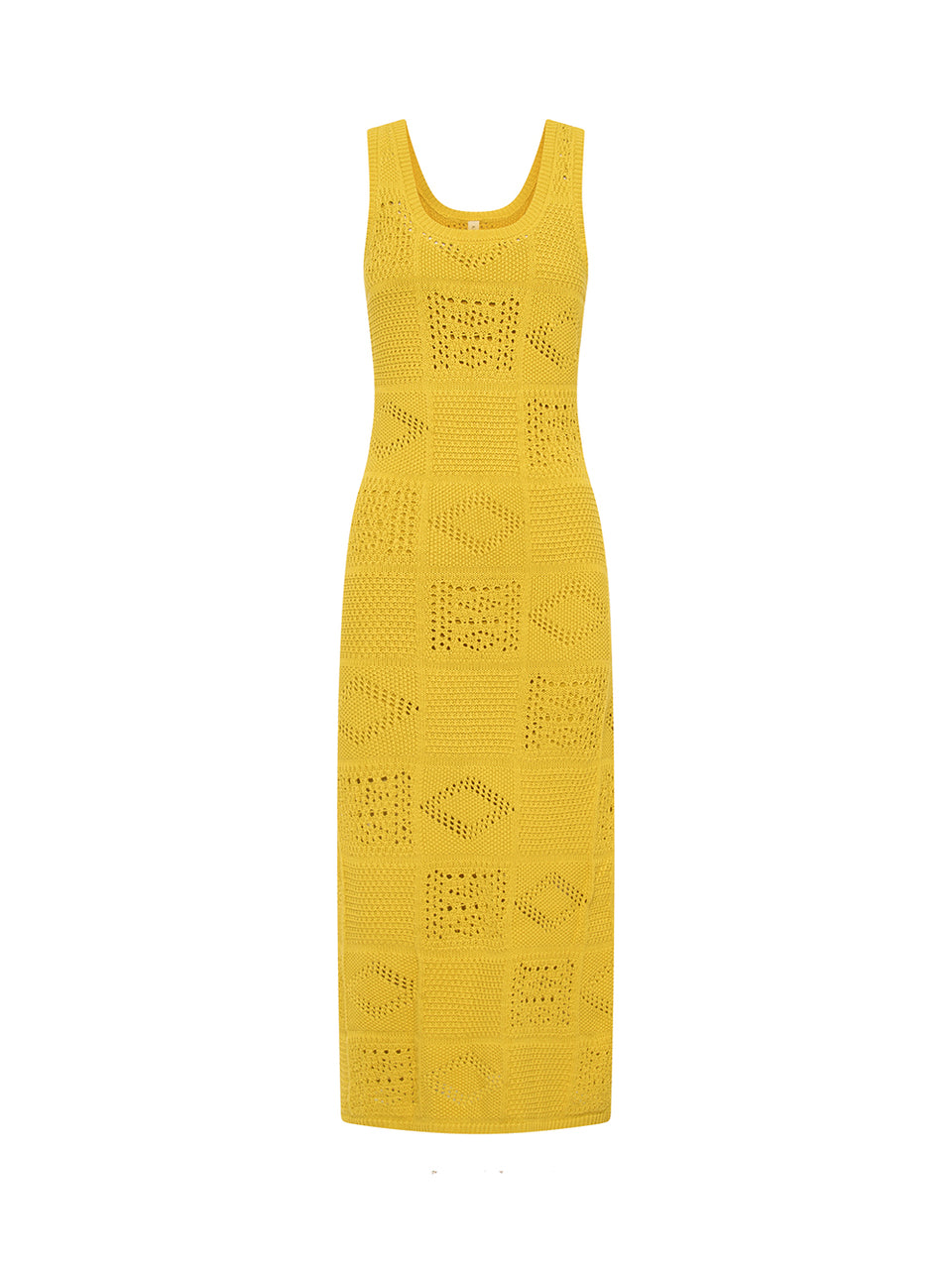 KIVARI Clementine Midi Dress | Yellow Crochet Dress