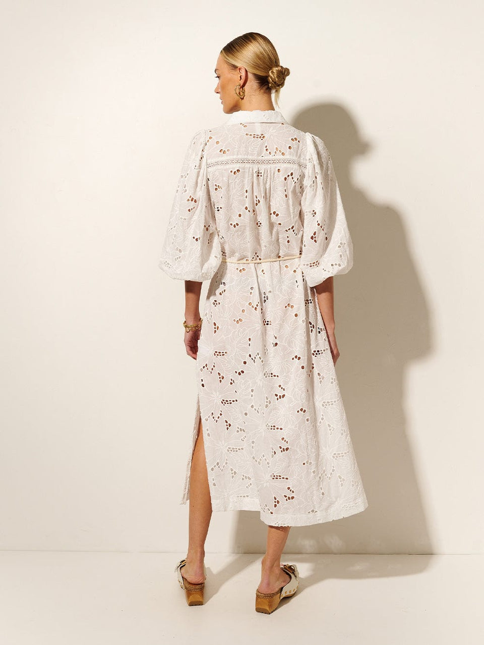 KIVARI Corfu Midi Dress | Model wears White Midi Dress Back View