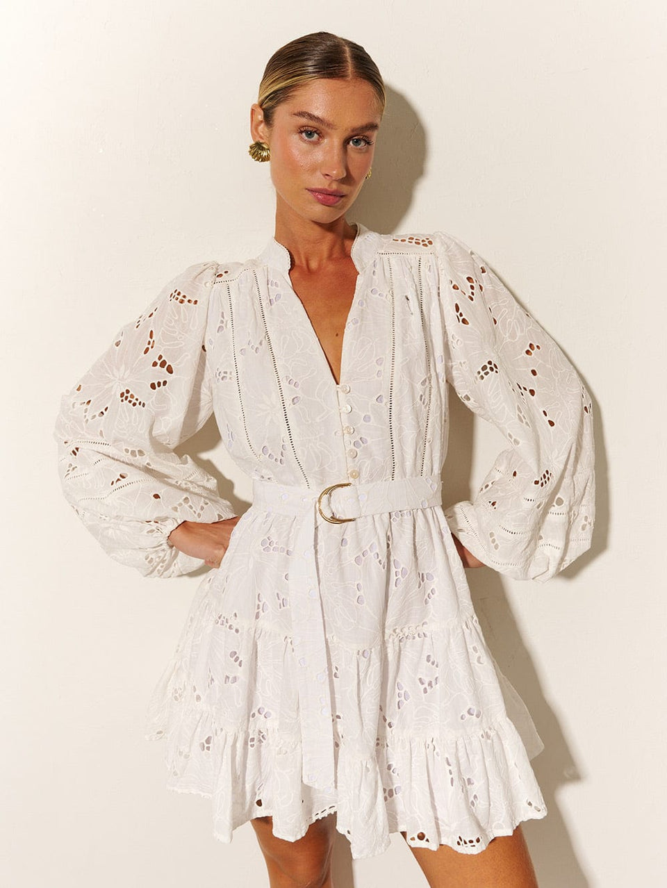 KIVARI Corfu Mini Dress | Model wearing White Mini Dress