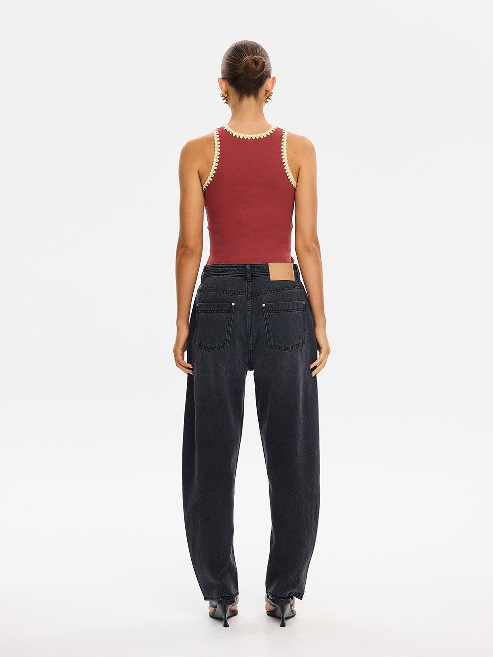 Tallulah Spliced Tank - Brick | Warm Red Knit Tank Top – KIVARI