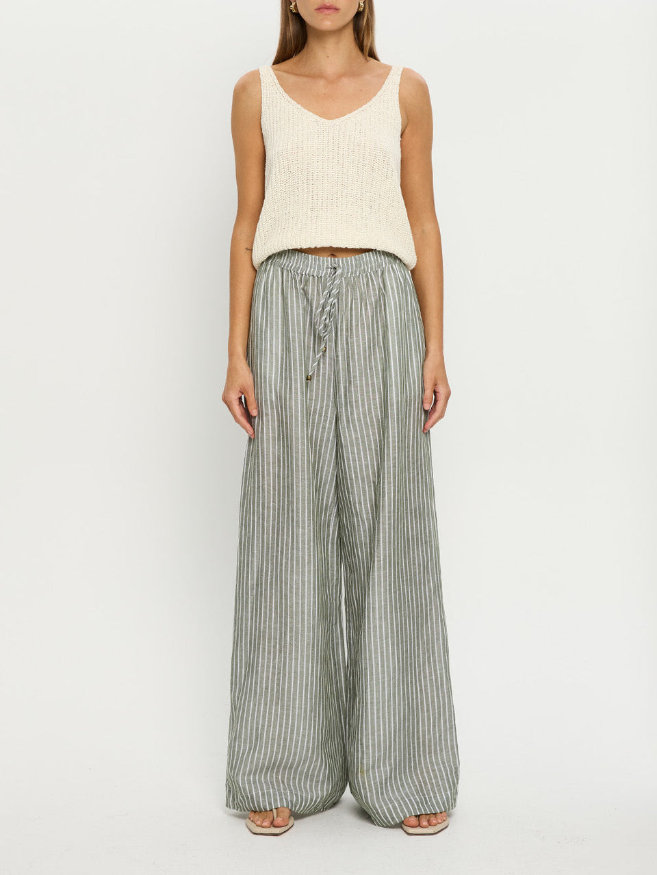 Elara Pant - Green Stripe