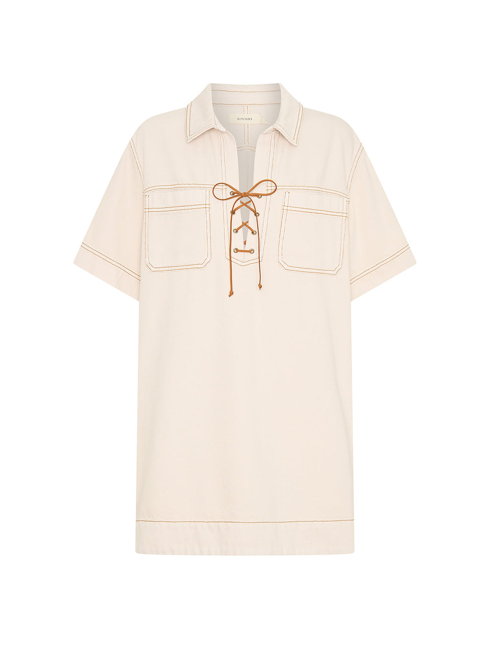 Evie Denim Dress - Cream | Beige Denim Dress | KIVARI KIVARI International Evie Denim Dress - Cream | Beige Denim Dress | KIVARI KIVARI International