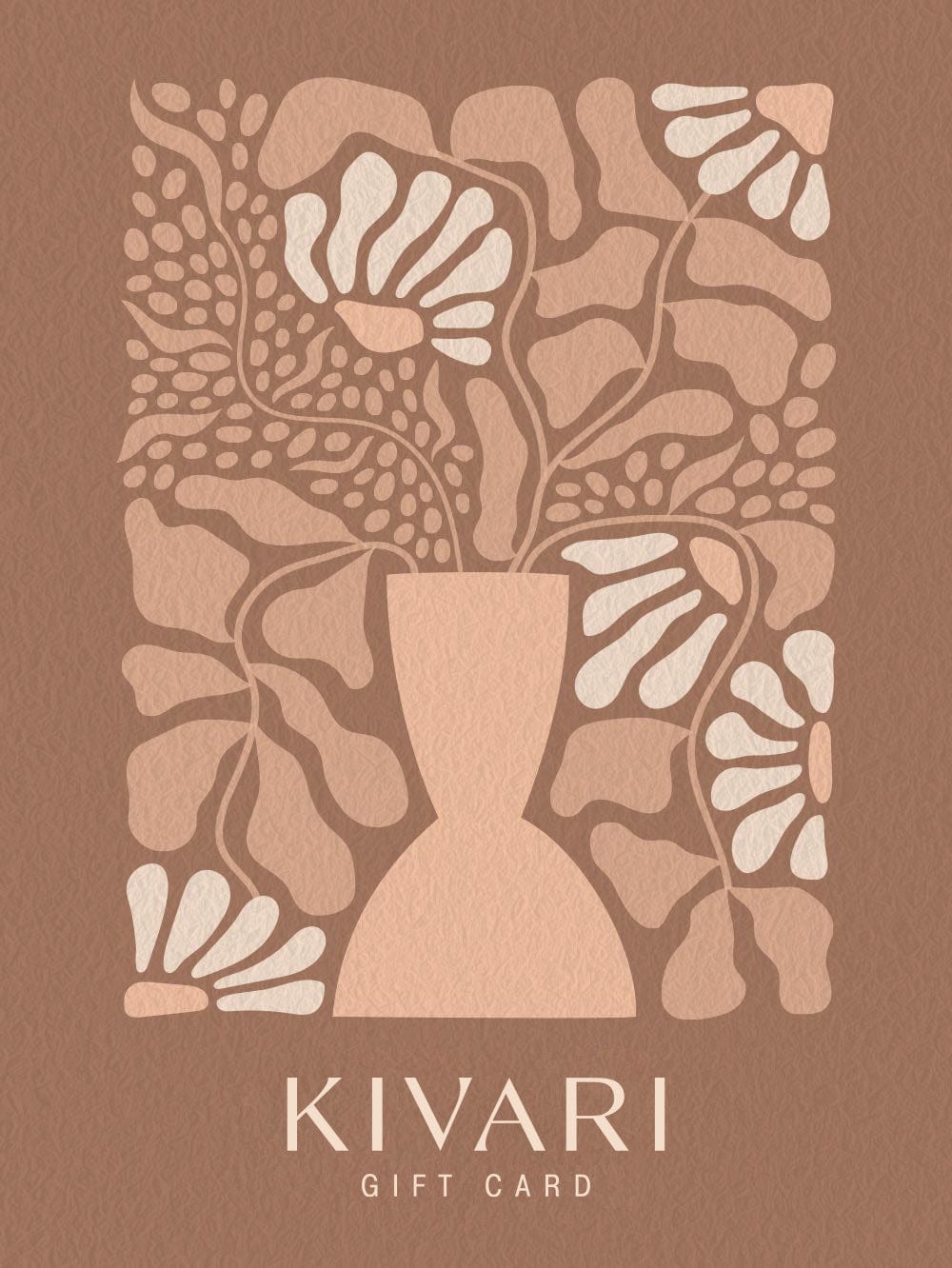 KIVARI Gift Card | Brown background with floral design