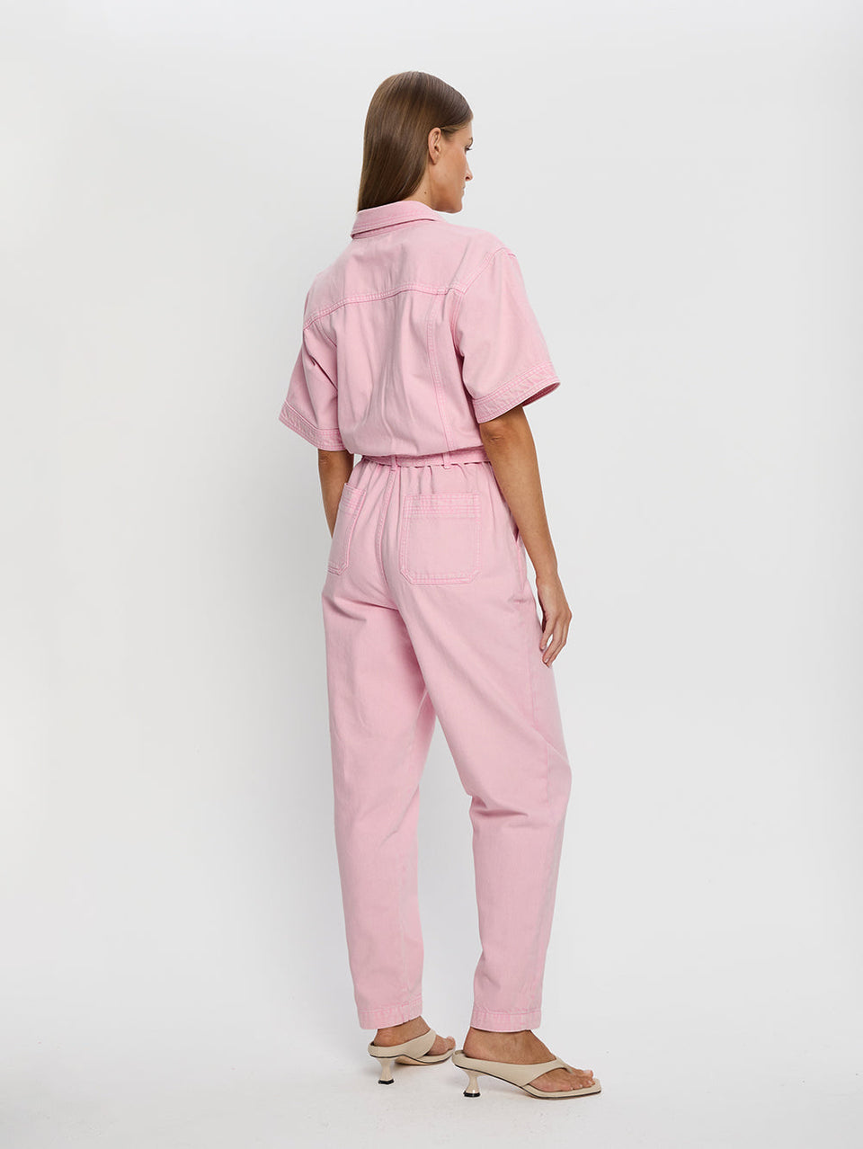 Grace Denim Boilersuit Pink