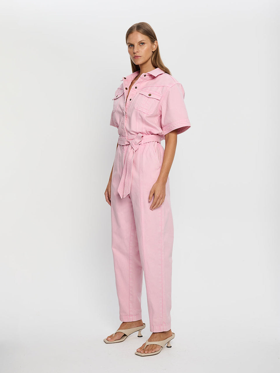 Grace Denim Boilersuit Pink