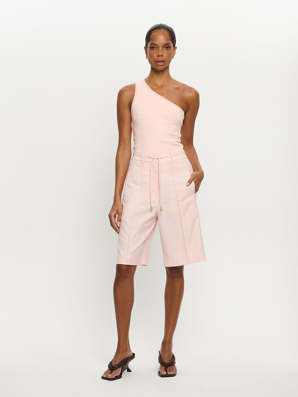 Delany Short - Pink | Pink Tailored Bermuda Short - KIVARI