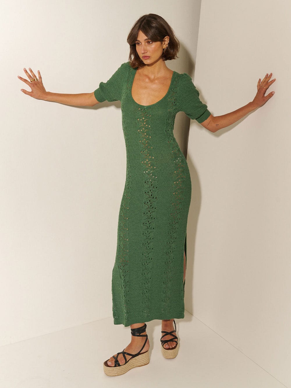 Helena Knit Midi Dress - Emerald