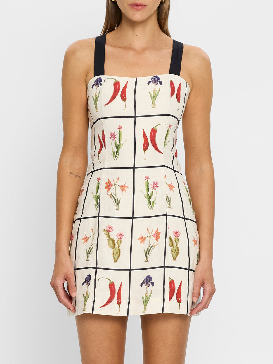 kivari juanita mini dress KIVARI Juanita Square-Neck Linen Mini Dress at MarketFair Shoppes in Princeton, NJ