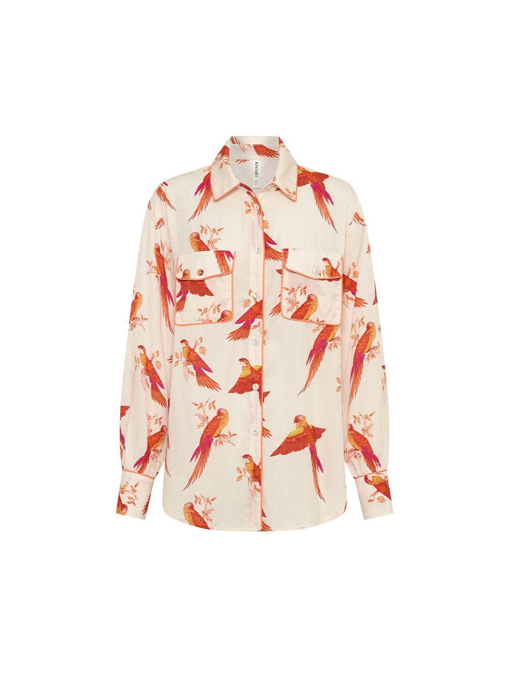 Kaylee Shirt KIVARI | Pink and orange bird printed shirt