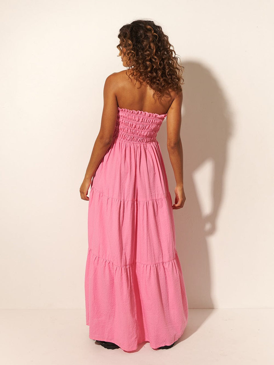 KIVARI Laura Maxi Dress | Model wears Pink Maxi Dress Back View