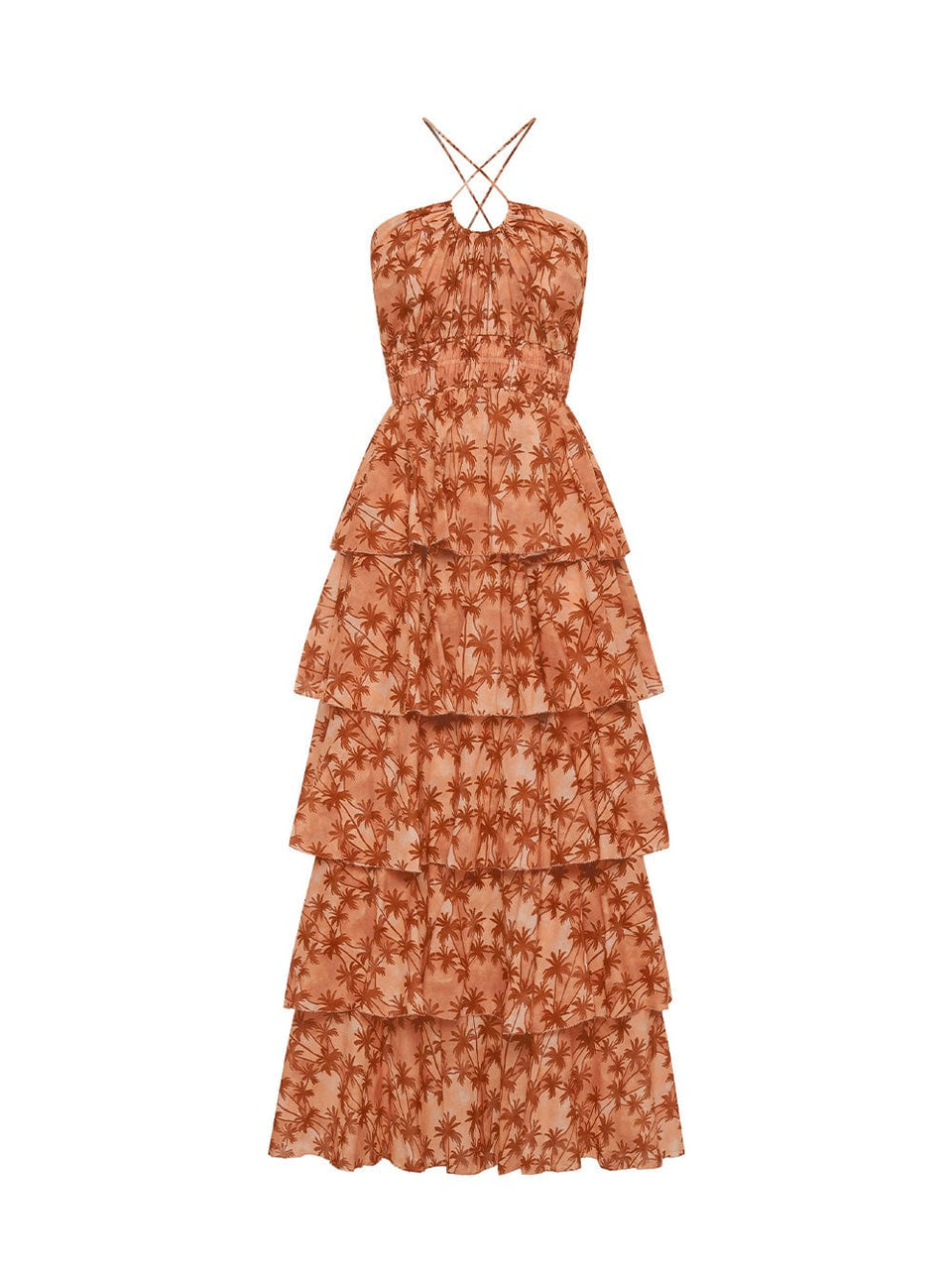 Leilani Maxi Dress KIVARI | Bronze and peach palm printed maxi dress