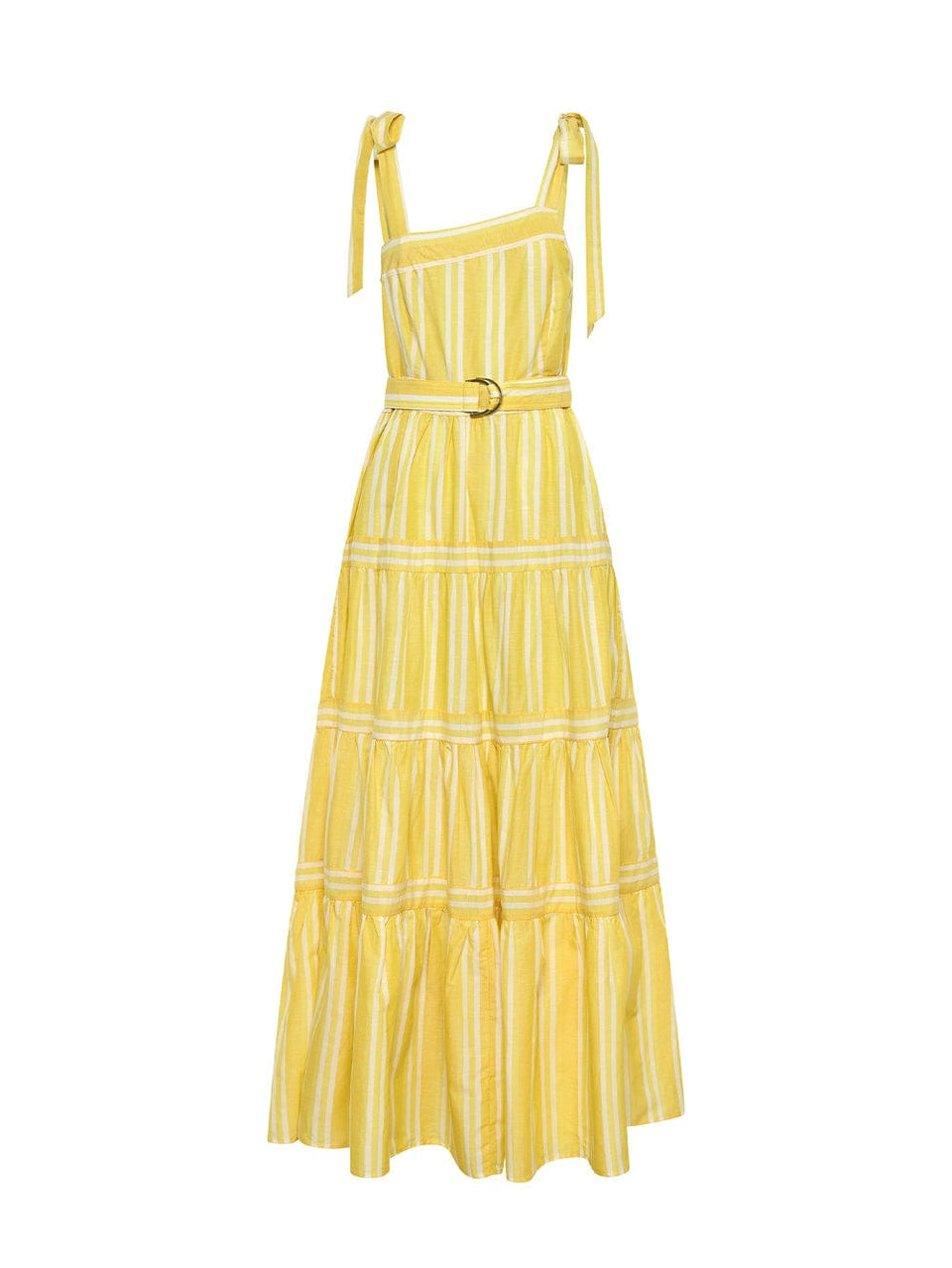 Lola Maxi Dress KIVARI | Yellow and white striped maxi dress