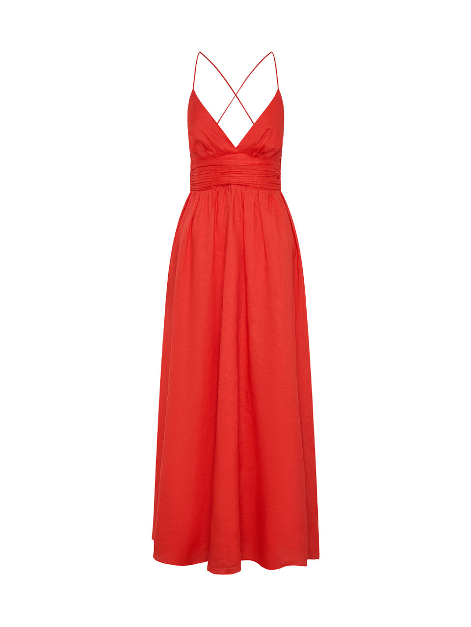 strapless open back dress Rosy' Tea-Length Fit-And-Flare Western Dress Red / M main image 0