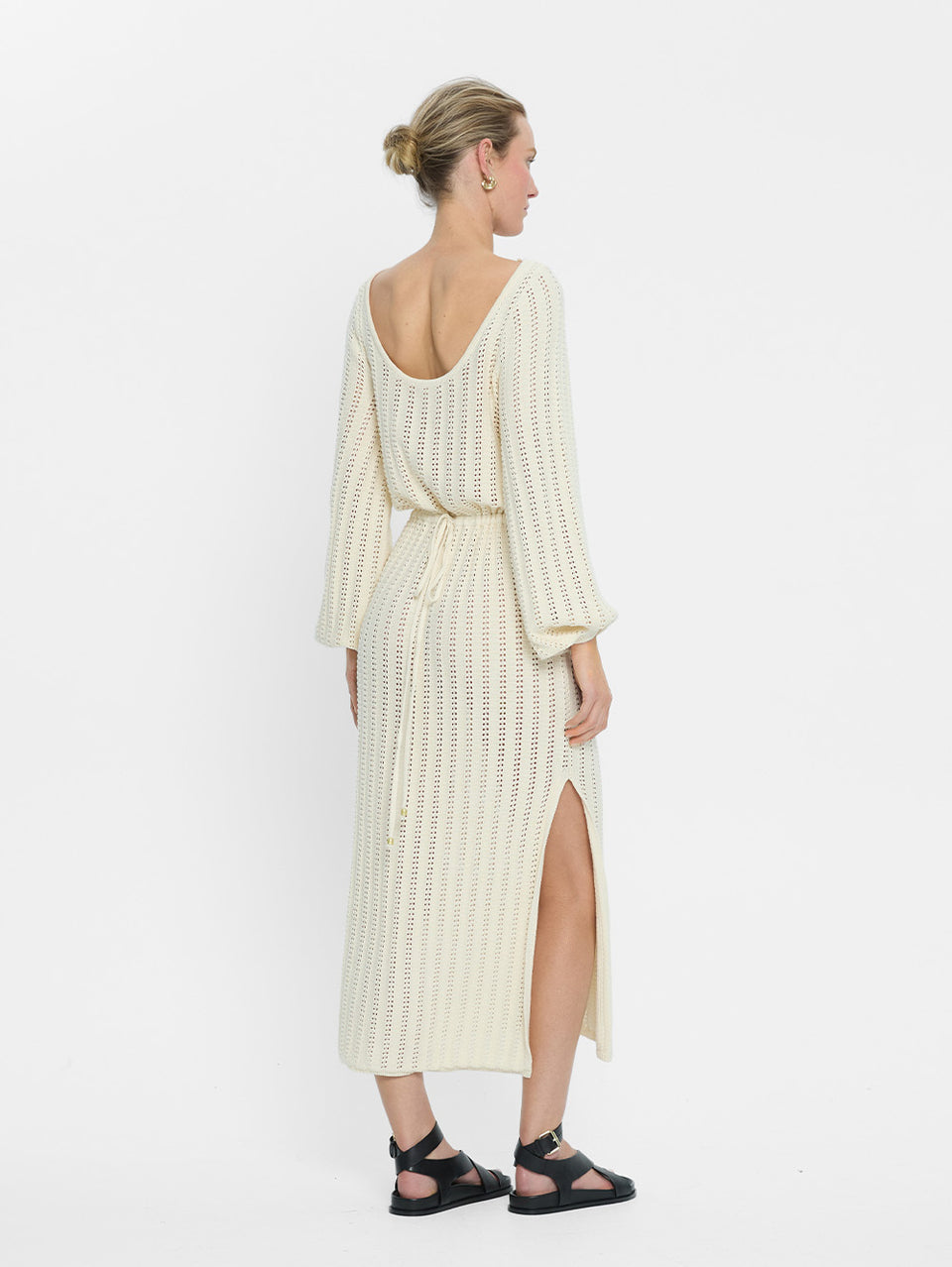 Noa Knit Dress Cream KIVARI | Model wears cream knit dress