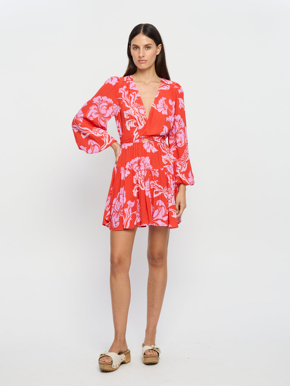 Olina Tie Front Mini Dress