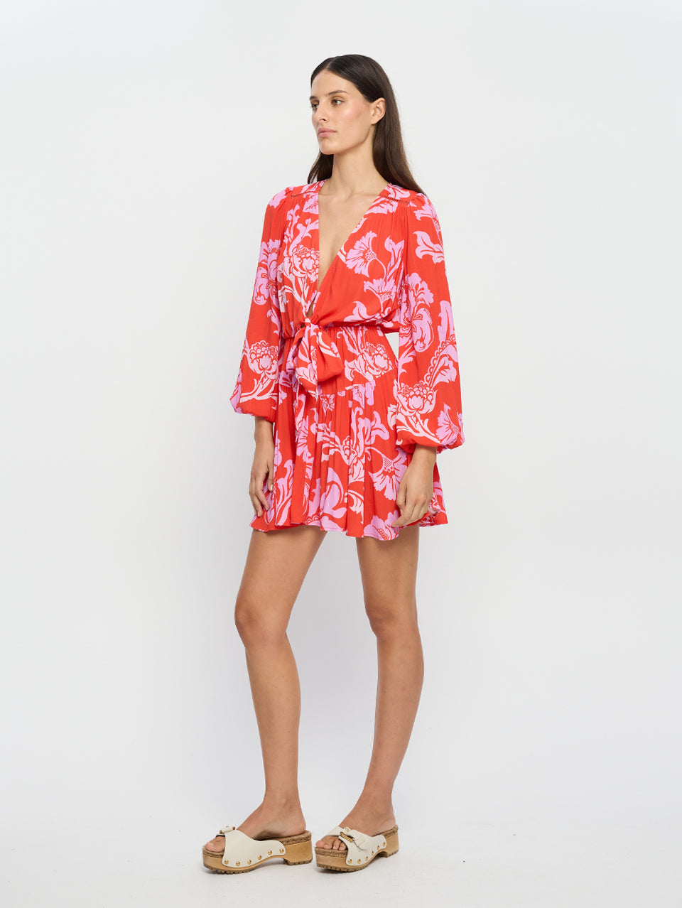 Olina Tie Front Mini Dress