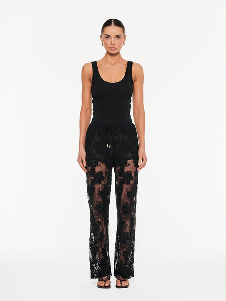 Jaxon Lace Pant - Black | Black Lace Straight Leg Pant – KIVARI