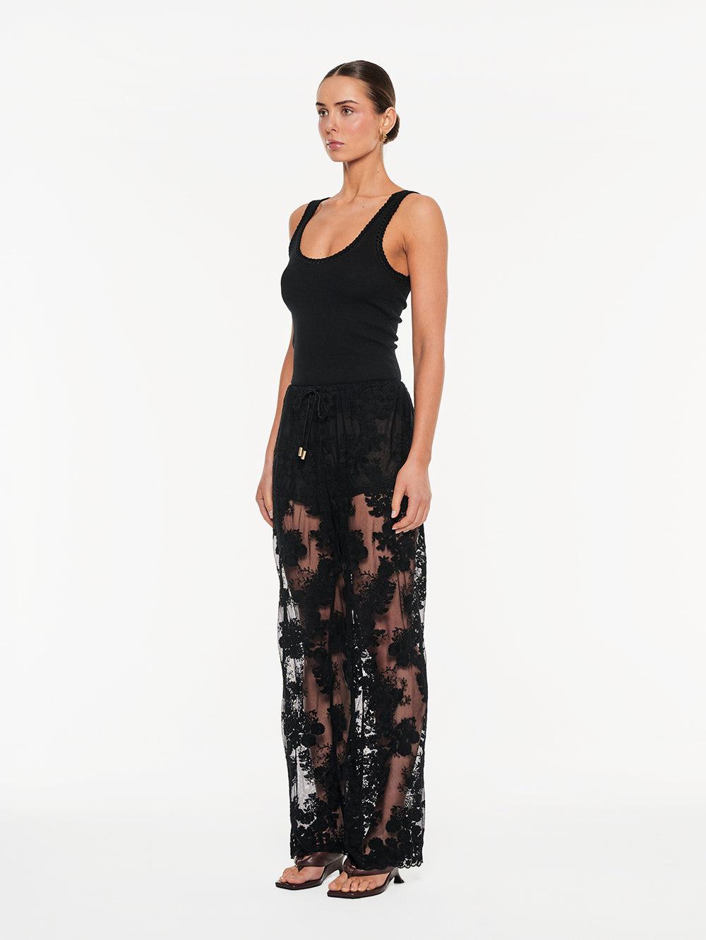 パンツ t__uS nylon jersey pants lace Jaxon Lace Pant - Black | Black Lace Straight Leg Pant – KIVARI