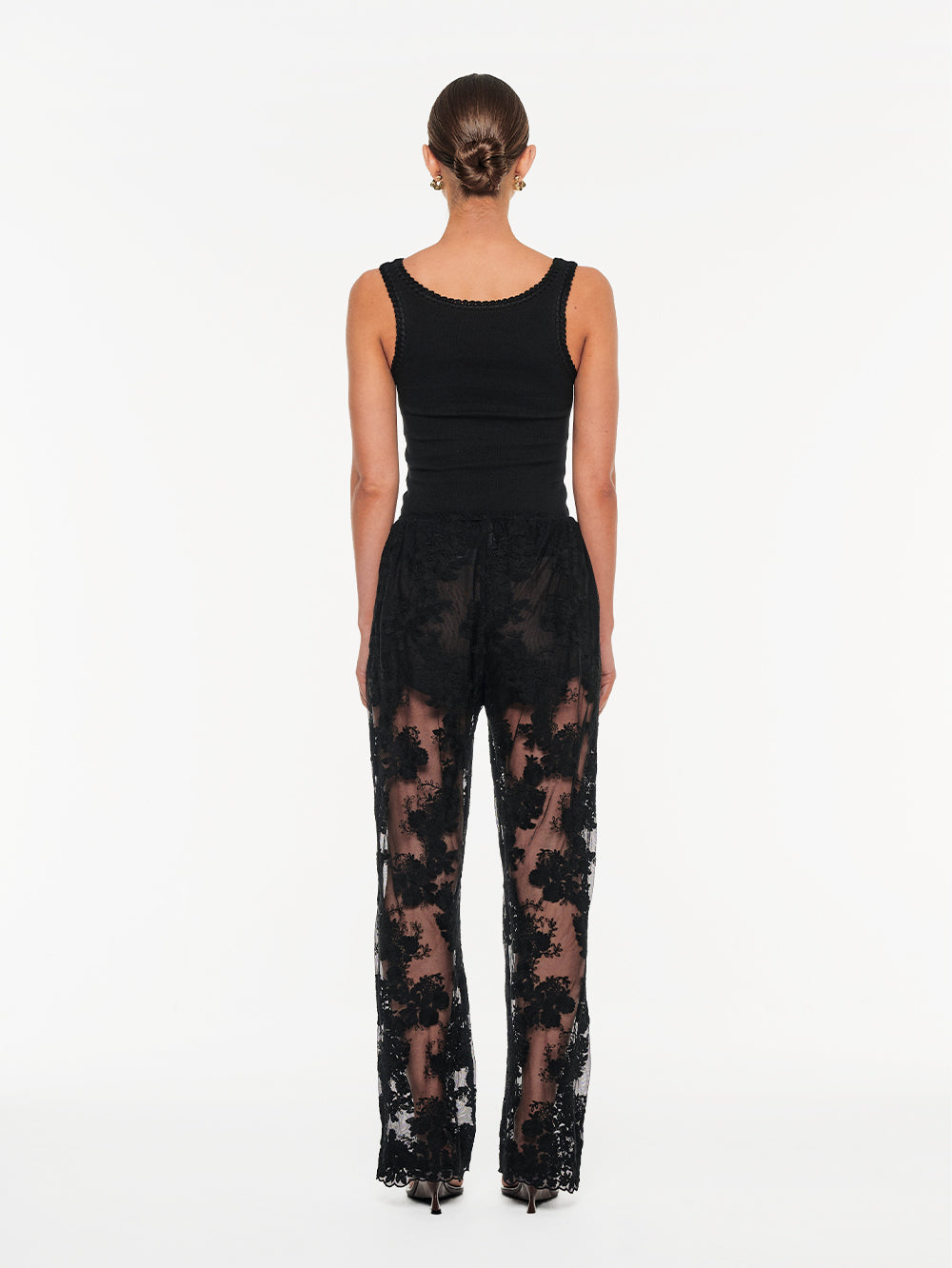 Jaxon Lace Pant - Black | Black Lace Straight Leg Pant – KIVARI