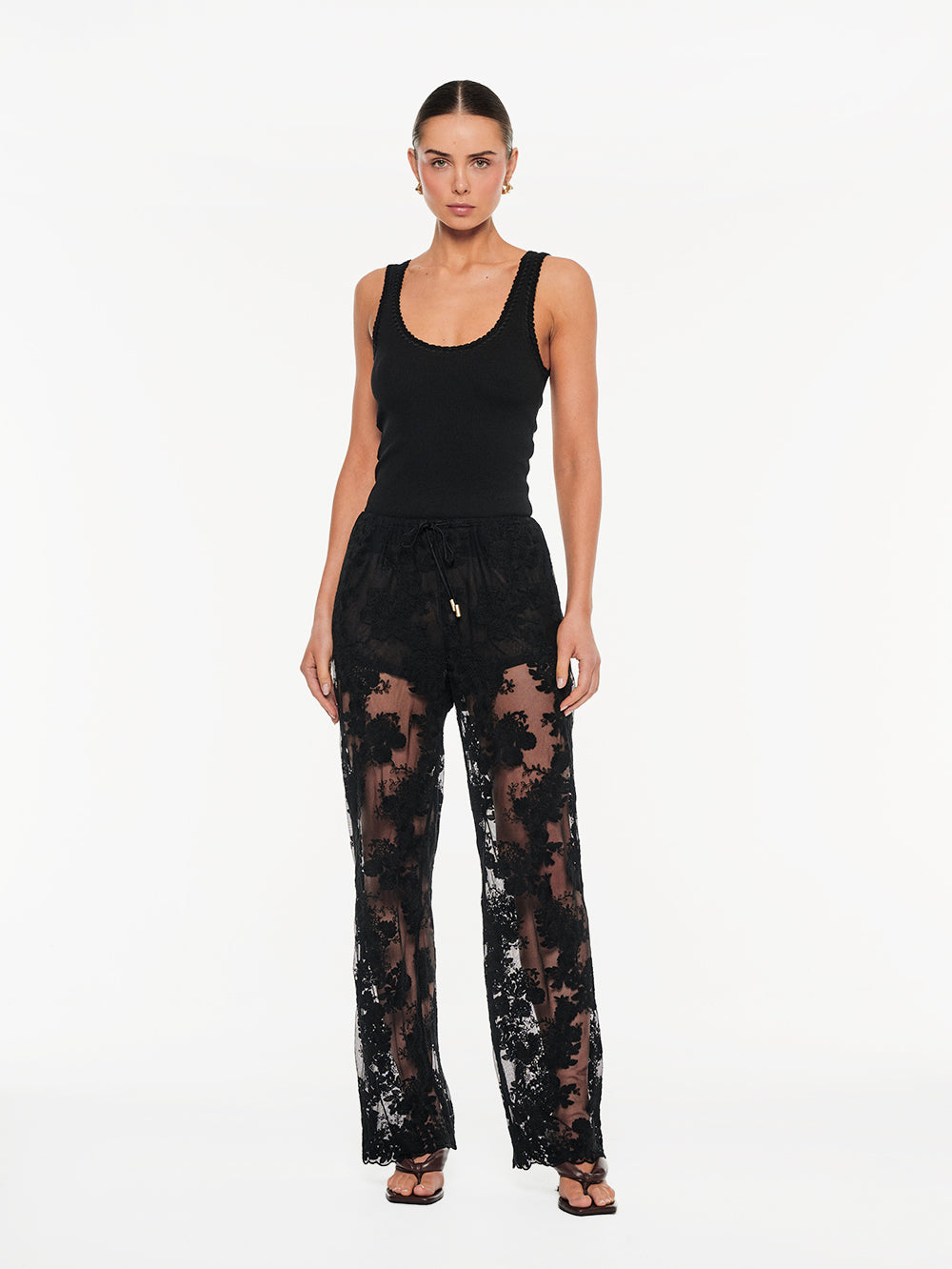 【coyseio】26SS / KNIT LACE PANTS ブラック 1 Jaxon Lace Pant - Black | Black Lace Straight Leg Pant – KIVARI