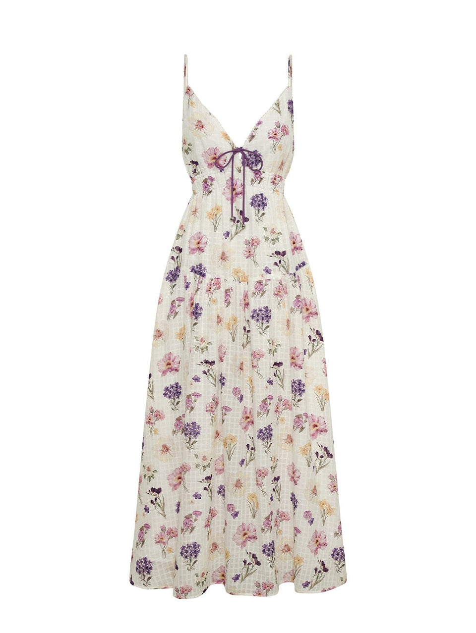 Phoebe Maxi Dress KIVARI | Ivory and purple maxi dress