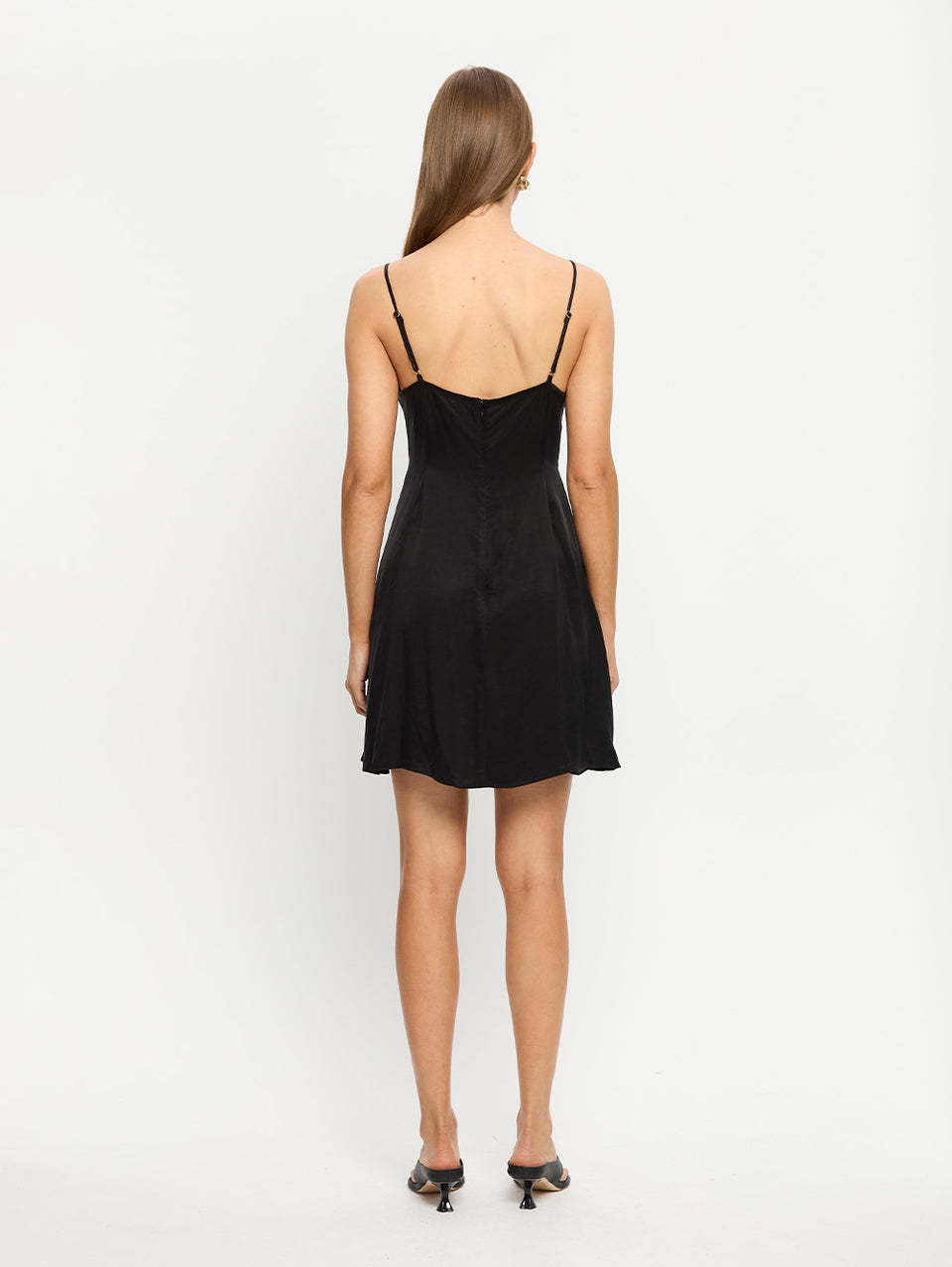 KIVARI Bianca Tie Front Mini Dress | Model wears Black Tie Front Mini Dress